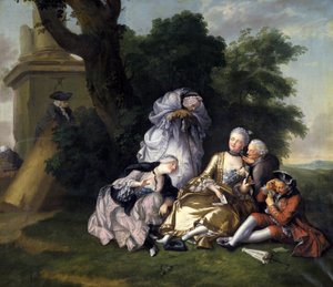 Grupa kobiet grających w karty autorstwa French School